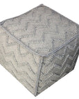 18" Gray Wool Cotton Blend Cube Chevron Pouf Ottoman