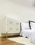 28" White Solid Wood Two Drawer Nightstand