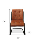 Tufted Cinnamon and Black Upholstered Leather Dining Side Chair