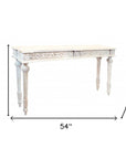 54" White Solid Wood Distressed Console Table