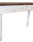48" Natural and White Solid Wood Distressed Console Table