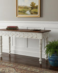 48" Natural and White Solid Wood Distressed Console Table