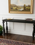 54" Black Solid Wood Distressed Console Table
