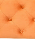 50" Orange and Dark Brown Velvet and Solid Wood Upholstered Bench