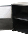 20" Silver Metal Accent Cabinet With Two Shelves