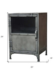 20" Silver Metal Accent Cabinet With Two Shelves