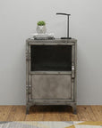 20" Silver Metal Accent Cabinet With Two Shelves