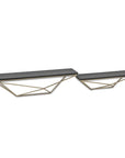 Set Of Two Black And Gold Wood And Metal Modern Wall Mounted Accent Shelves