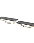 Set Of Two Black And Gold Wood And Metal Modern Wall Mounted Accent Shelves