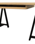 60" Ivory and Black Solid Wood Executive Desk