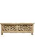 46" Antique White Solid Carved Wood Scroll Bench with Flip Top