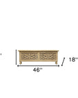 46" Antique White Solid Carved Wood Scroll Bench with Flip Top