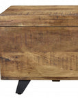 46" Brown and Black Distressed Solid Wood Storage Bench with Flip Top