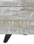 46" Gray and Black Distressed Solid Wood Storage Bench with Flip Top