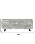 46" Gray and Black Distressed Solid Wood Storage Bench with Flip Top