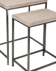 Set of Two 25" Black And Brown Solid Wood Nested Tables