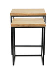 Set of Two 25" Black And Brown Solid Wood Nested Tables