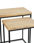 Set of Two 25" Black And Brown Solid Wood Nested Tables
