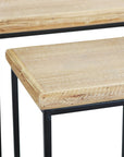 Set of Two 25" Black And Brown Solid Wood Nested Tables