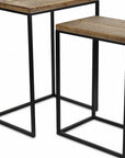 Set of Two 24" Black And Brown Solid Wood Nested Tables