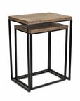 Set of Two 24" Black And Brown Solid Wood Nested Tables