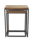 Set of Two 24" Black And Brown Solid Wood Nested Tables