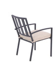 Set of Two Dark Gray Aluminum Outdoor Stacking Dining Chairs with Beige Cushion