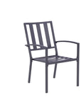 Set of Two Dark Gray Aluminum Outdoor Stacking Dining Chairs with Beige Cushion