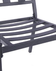 Set of Two Dark Gray Aluminum Outdoor Stacking Dining Chairs with Beige Cushion