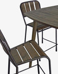 Five Piece Brown and Black Square Solid Wood Dining Set with Four Chairs