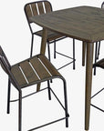 Five Piece Brown and Black Square Solid Wood Dining Set with Four Chairs