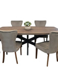 Seven Piece Gray and Black Solid Wood Dining Set with Six Chairs
