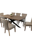 Nine Piece Gray and Black Solid Wood Dining Set with Eight Chairs