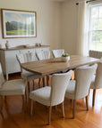 Nine Piece Gray and Black Solid Wood Dining Set with Eight Chairs
