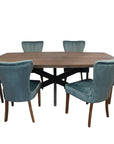 Seven Piece Gray and Black Solid Wood Dining Set with Six Chairs