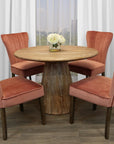 Five Piece Natural Round Solid Wood Dining Set with Four Chairs