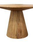 Five Piece Natural Round Solid Wood Dining Set with Four Chairs