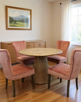 Five Piece Natural Round Solid Wood Dining Set with Four Chairs