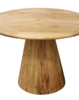 Five Piece Natural Round Solid Wood Dining Set with Four Chairs