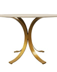 Five Piece Ivory and Gold Round Marble Dining Set with Four Chairs