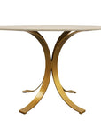 Five Piece Ivory and Gold Round Marble Dining Set with Four Chairs