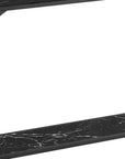 48" Black Wood and Metal Faux Marble Console Table With Shelf