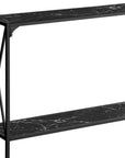 48" Black Wood and Metal Faux Marble Console Table With Shelf