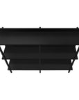 47" Black Wood and Metal Frame Console Table With Three Shelves