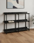 34" Black End Table With Three Shelves