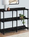 34" Black End Table With Three Shelves