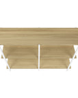 47" Natural and White Wood and Metal Frame Console Table With Three Shelves