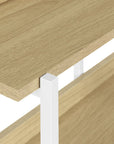 47" Natural and White Wood and Metal Frame Console Table With Three Shelves