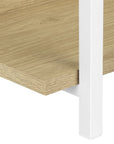 47" Natural and White Wood and Metal Frame Console Table With Three Shelves