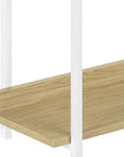 47" Natural and White Wood and Metal Frame Console Table With Three Shelves